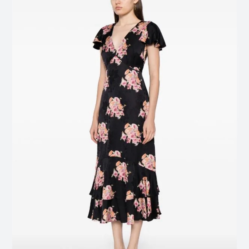 LoveShackFancy Elowen Midi dress floral Silk blend fabric size 0 - Picture 14 of 14
